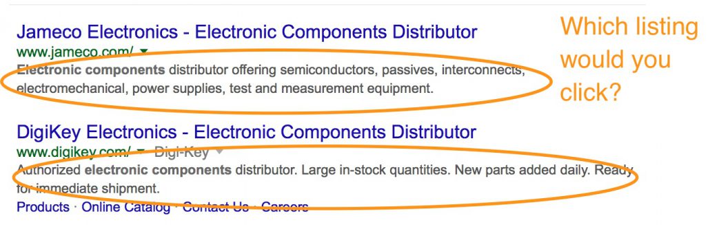 meta description comparison