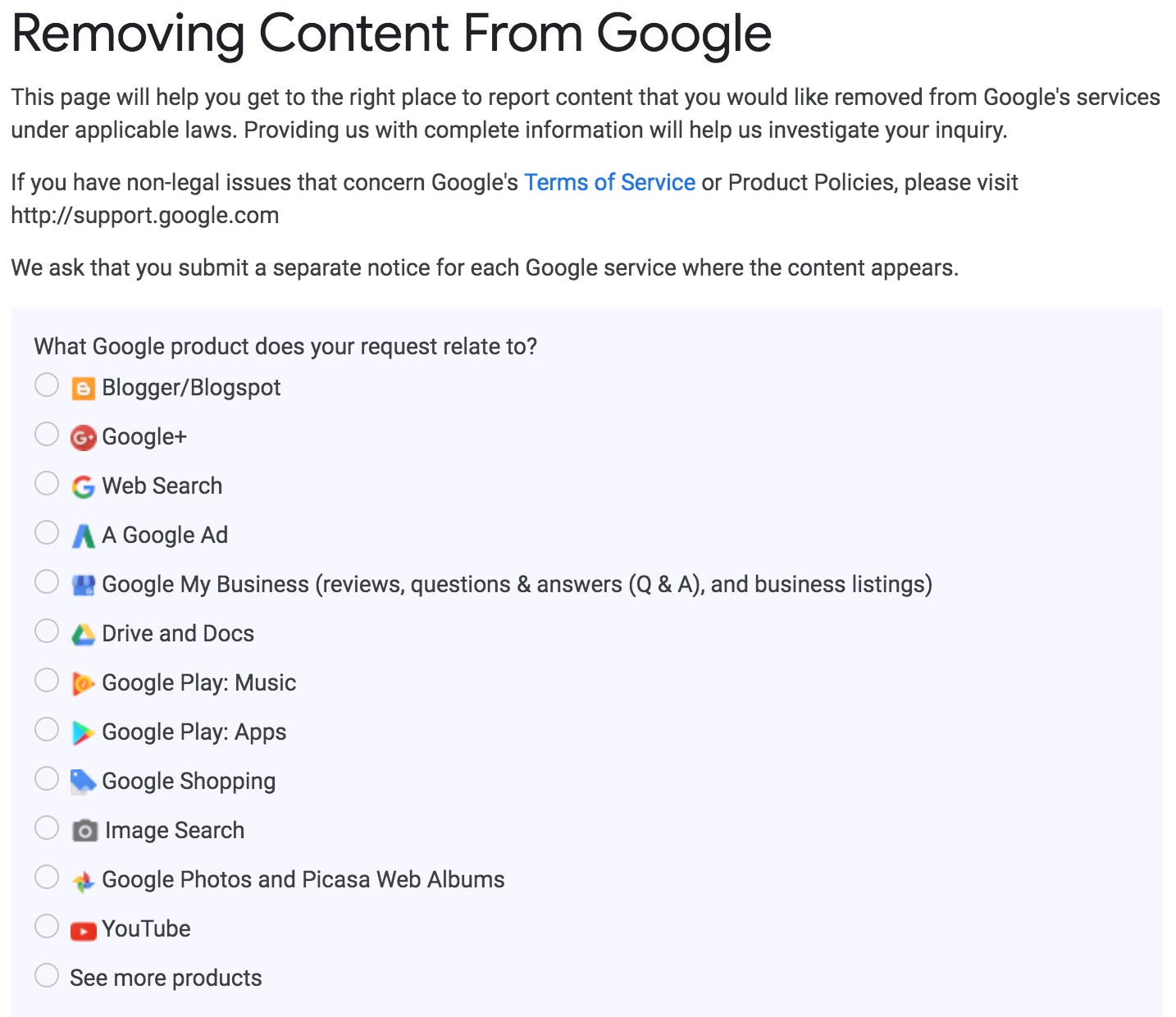 How to remove content from Google